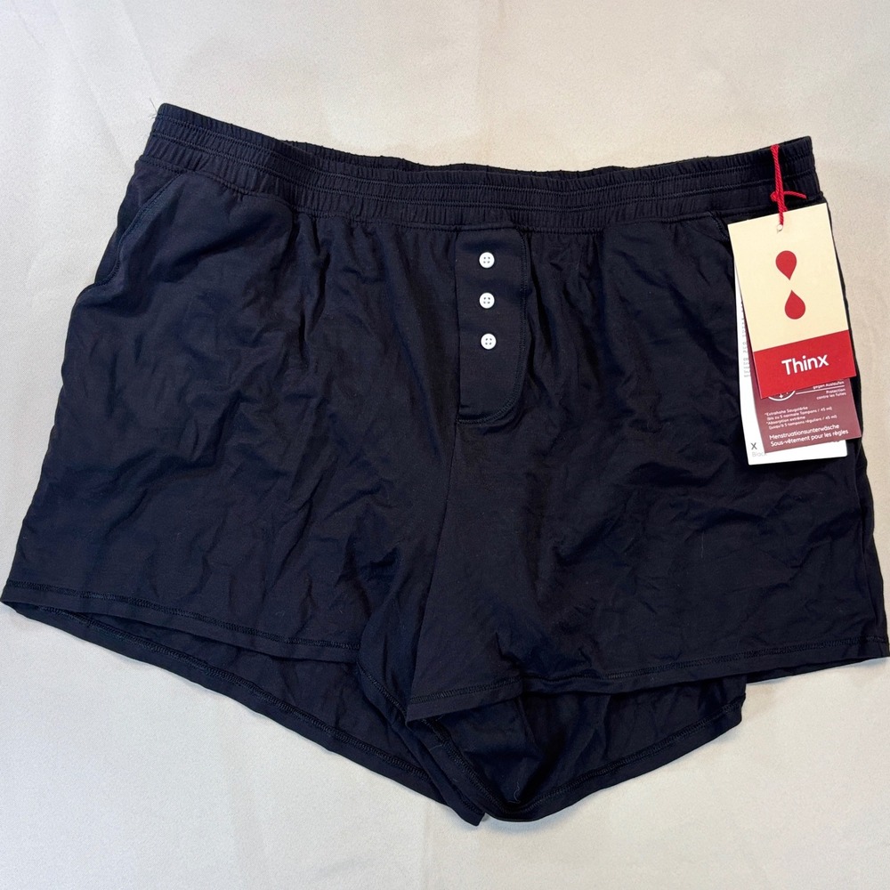 NEW Thinx Sleep Short Women X 14W Black Super Absorbency Period Underwear